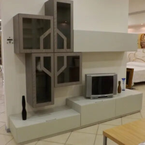 soggiorno bianco con cassetti parete attrezzata poggia tv tempo arredo infinity promozione